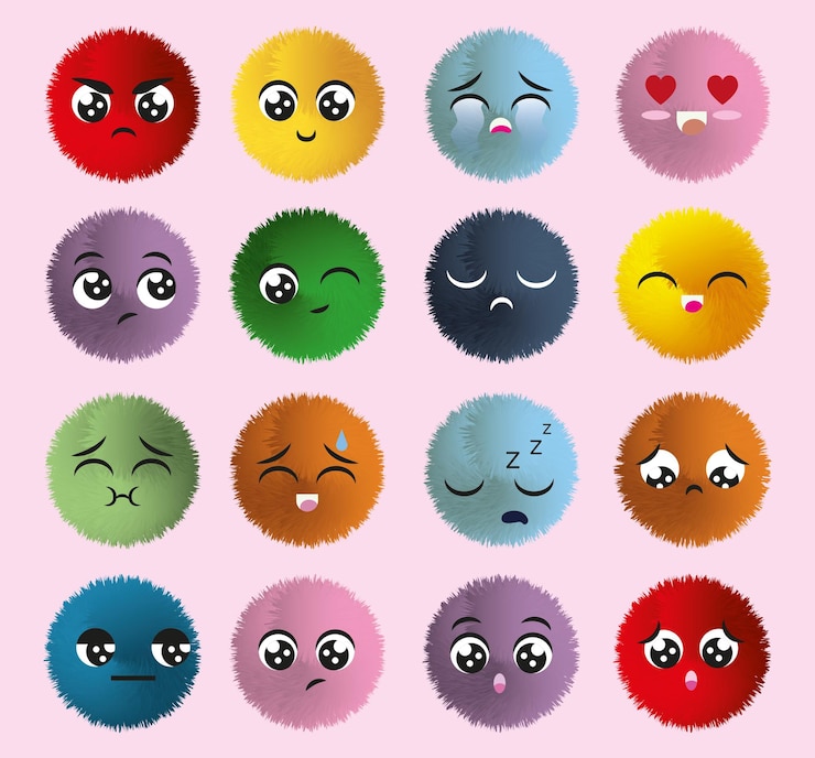 PSD illustration des émotions tristesse joie colère colère chagrin ennui déception inquiet calme