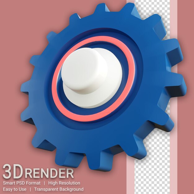 PSD illustration d'engrenage 3d isolé fond transparent