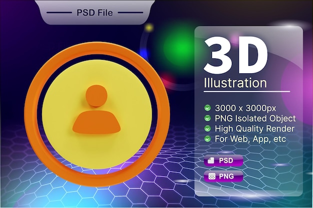 Illustration de l'entreprise de rendu 3D PSD et de la boutique en ligne de l'icône de l'application de réglage utilisateur isolée