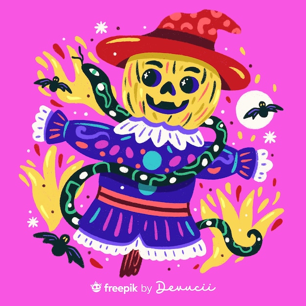 Illustration d'épouvantail avec serpent