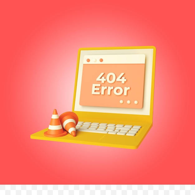 PSD illustration d'erreur 404 de rendu 3d