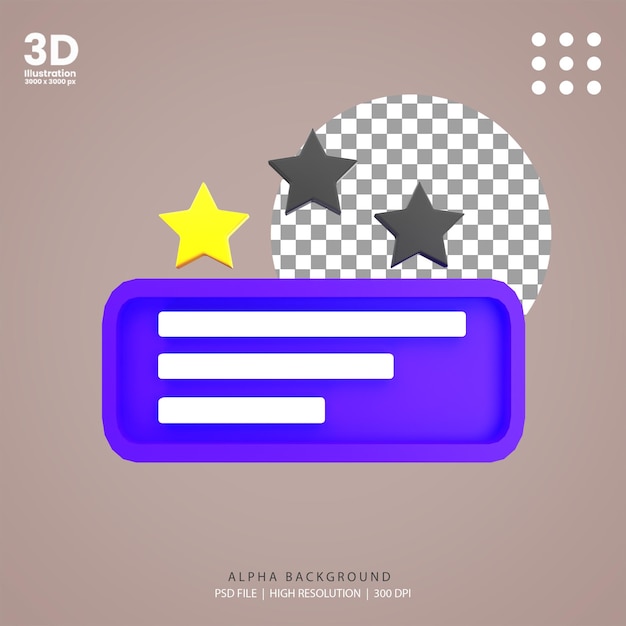 PSD illustration d'étoiles de rétroaction de rendu 3d