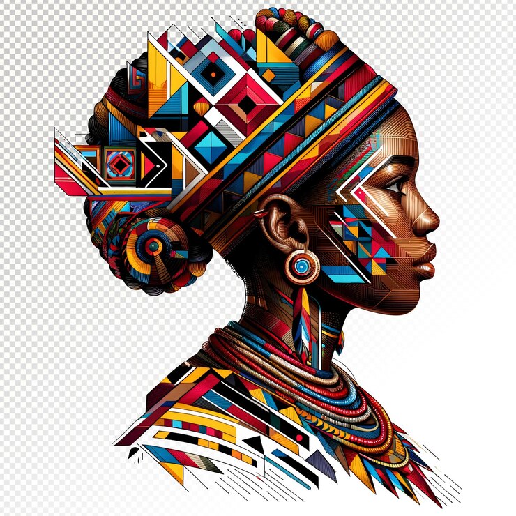 Illustration Femme Afro-Américaine Profil Patrimoine Vif Profil Culturel Africain