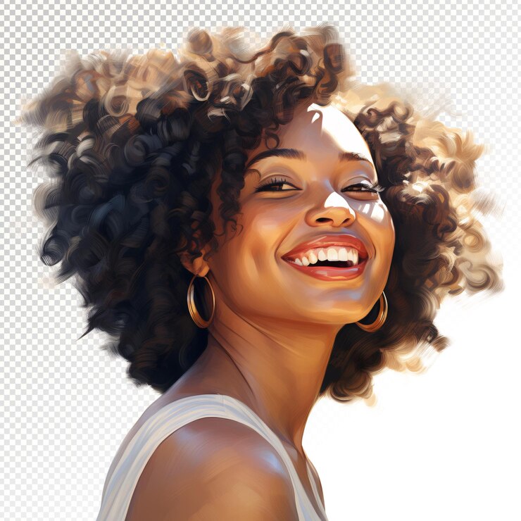 Illustration de femme joyeuse afro-américaine clipart africain américain