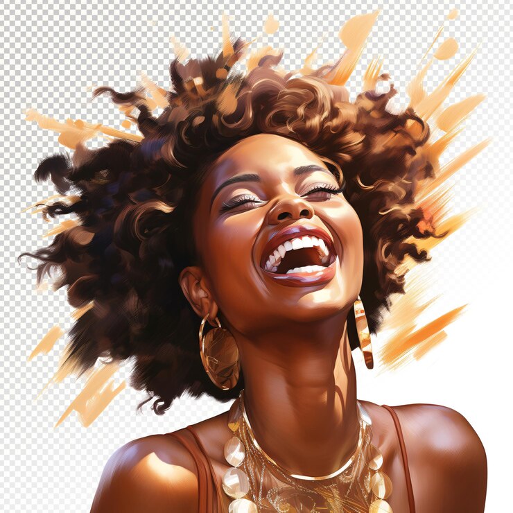 Illustration de femme joyeuse afro-américaine clipart africain américain
