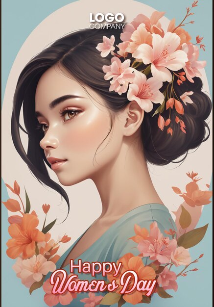 PSD illustration de la fête de la femme avec des fleurs