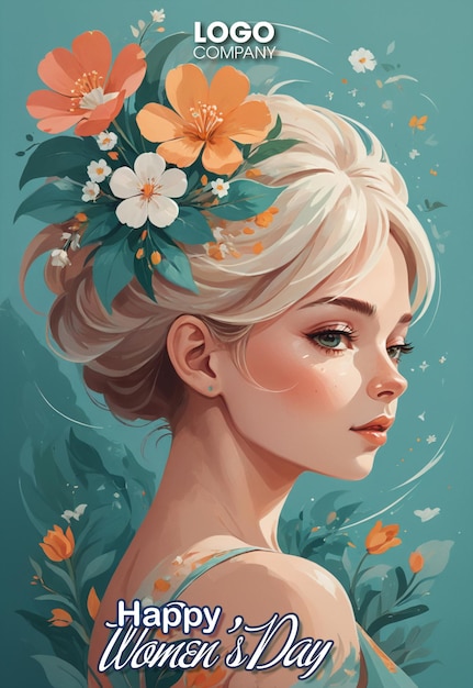 PSD illustration de la fête de la femme avec des fleurs