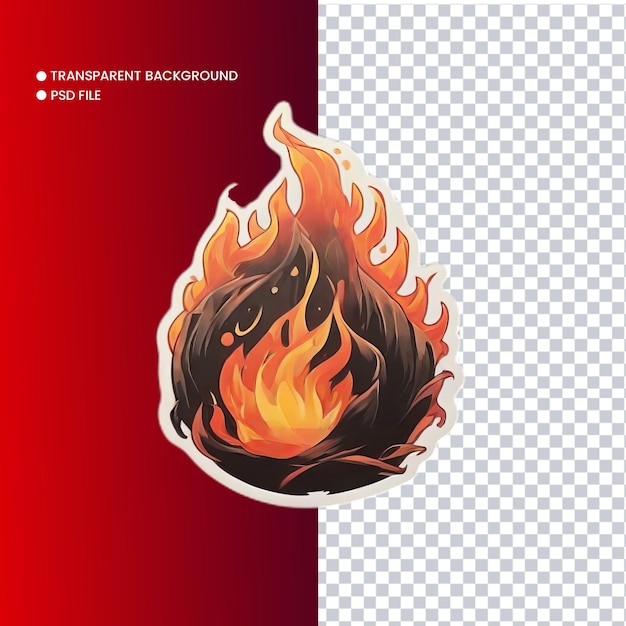 PSD illustration de feu avec fond transparent