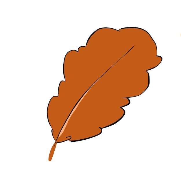 Illustration de feuille brune tombée d'un chêne de style numérique simple