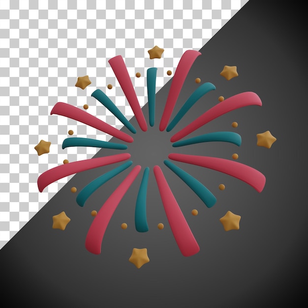 PSD illustration de feux d'artifice du nouvel an icône 3d