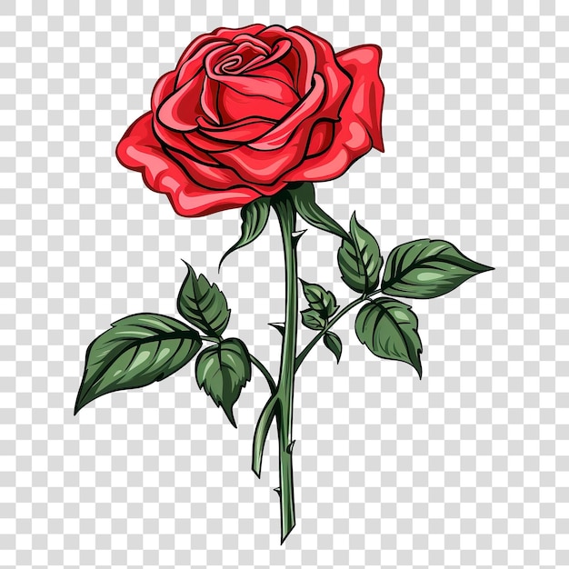 PSD illustration de fleur de rose rouge isolée sur un fond transparent png