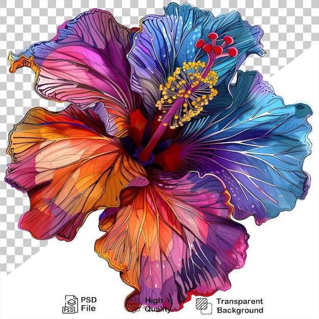 PSD illustration de fleurs colorées isolée sur un fond transparent inclure un fichier png