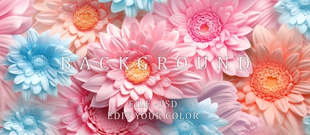 PSD illustration de fleurs à fleurs colorées