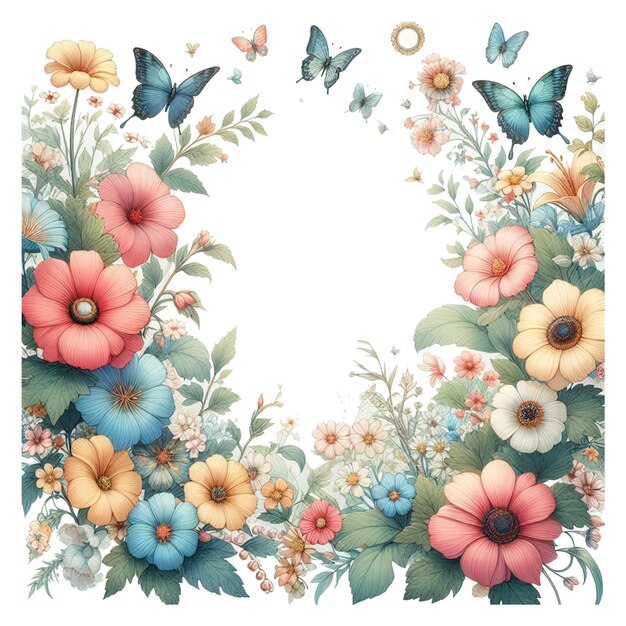 L'illustration Des Fleurs Et Des Papillons