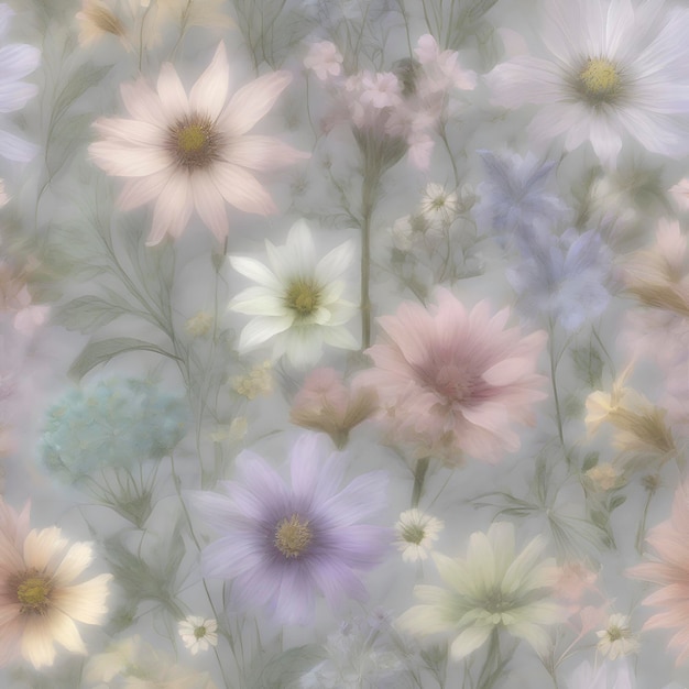 Illustration De Fleurs Sauvages Pastel Aigenerated