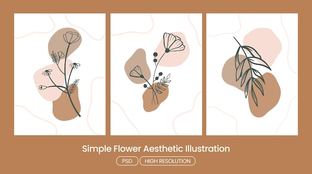 Illustration De Fleurs Simple Et Esthétique Avec Une Touche élégante