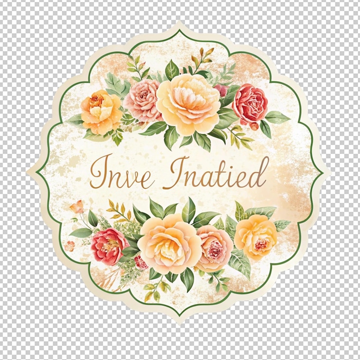 PSD illustration florale à l'aquarelle cadre rond dessiné à la main avec des fleurs de blush et de pêche et un cercle en bois isolé sur blanc couronne botanique avec des bourgeons de fleurs pastel pour invitation de mariage enregistrer la date