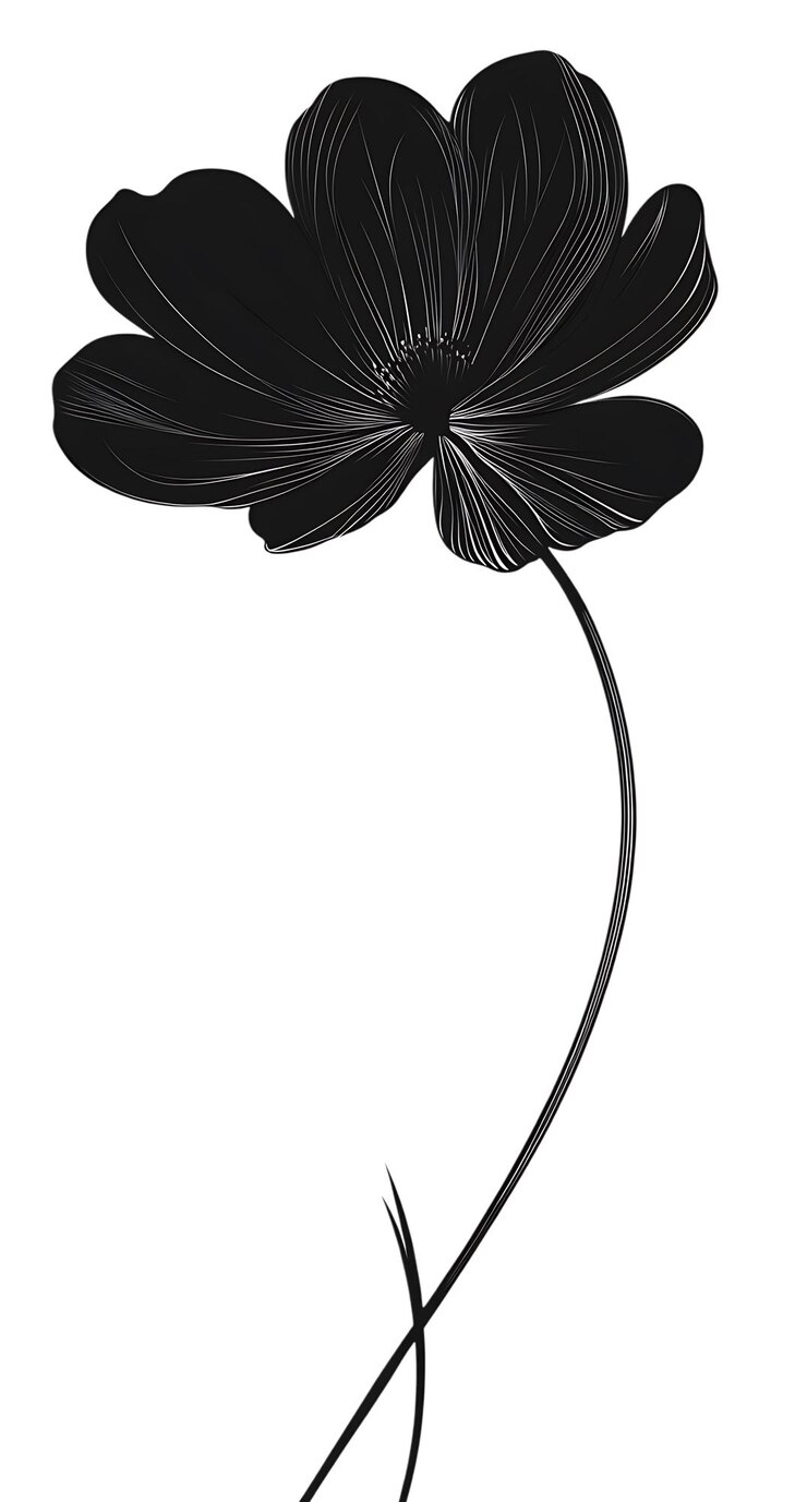 PSD illustration florale élégante en nuance de gris