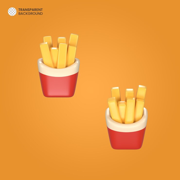 PSD illustration de frites de dessin animé en 3d