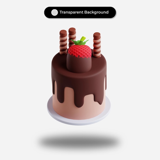 Illustration De Gâteau Au Chocolat De Rendu 3d Avec Garniture Aux Fraises