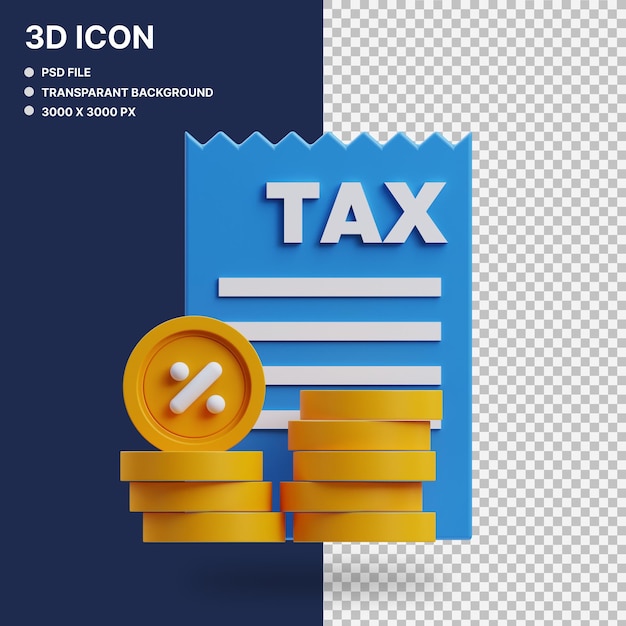 PSD illustration graphique en 3d de la fiscalité