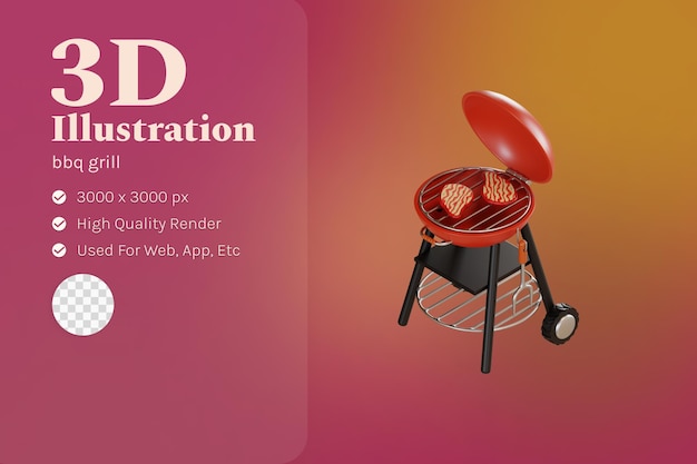 Illustration De Gril Barbecue Avec Grill Machine 3d