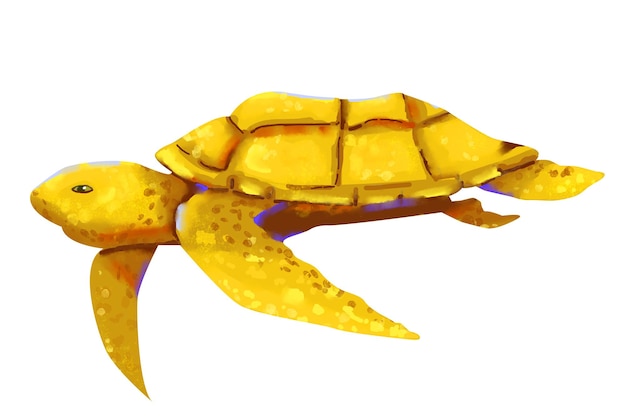 Illustration Helle goldene realistische Meeresschildkröte für Druck, Web und Textilien