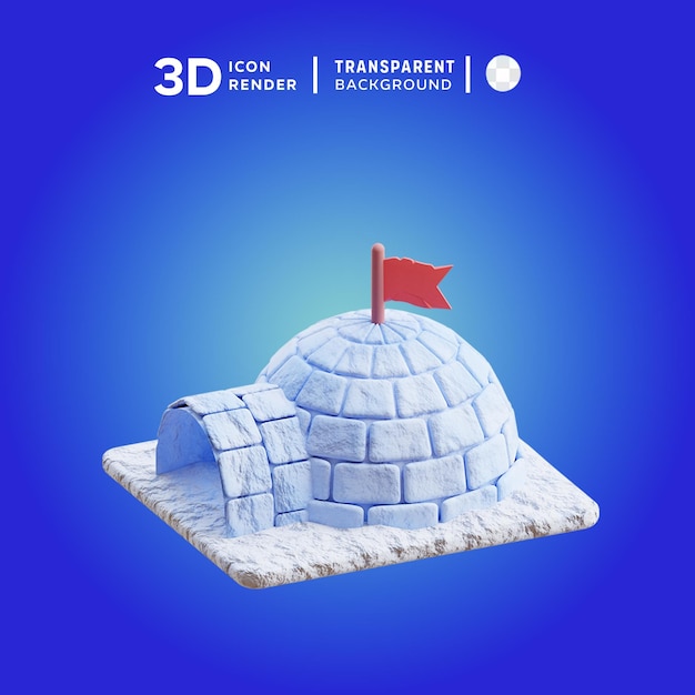 PSD illustration d'hiver de l'igloo à l'icône 3d