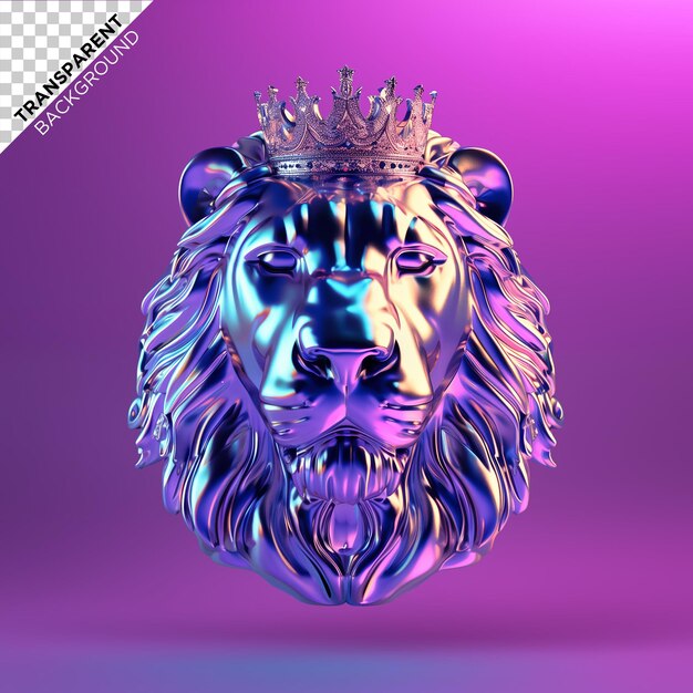 PSD l'illustration holographique du roi lion en 3d