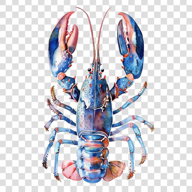 Illustration d'un homard à l'aquarelle vibrante en PNG
