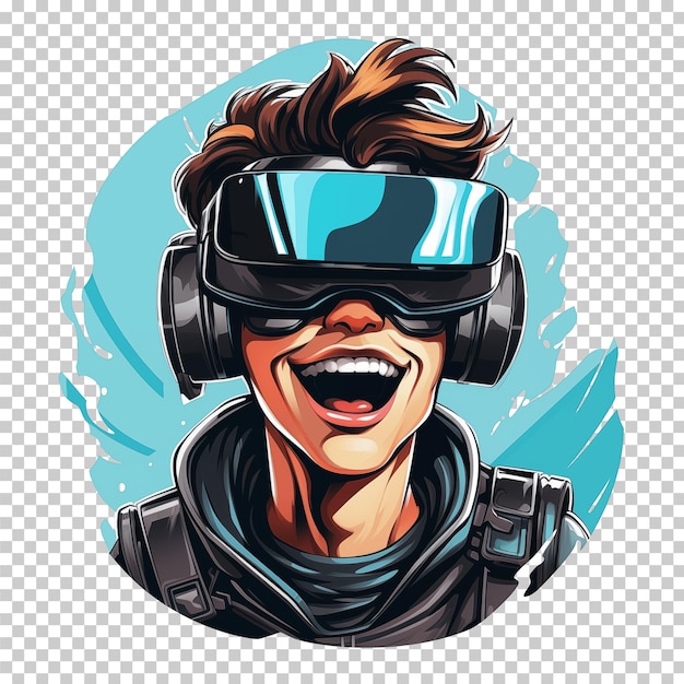 PSD illustration d'un homme avec des lunettes de réalité virtuelle