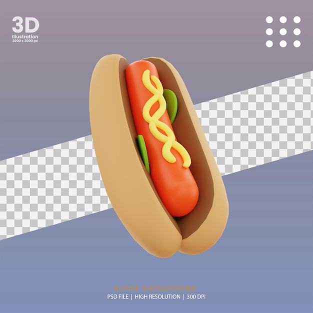 Illustration De Hot-dog De Rendu 3d