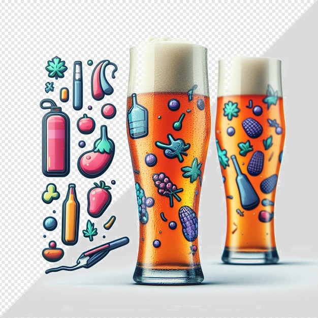 Illustration Hyper Réaliste Bouteille De Verre Hop Craft Bière Boisson Isolée Fond Transparent