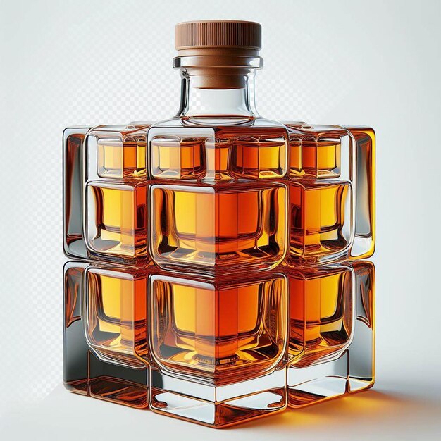 PSD illustration hyper réaliste d'une bouteille de whisky single malt isolée sur un fond transparent