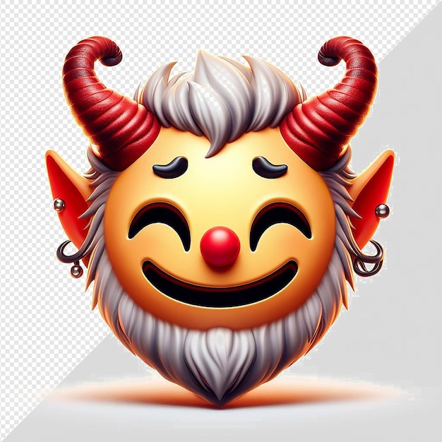 PSD illustration hyperréaliste de l'art vectoriel diable krampus émoticon emoji avatar fond transparent