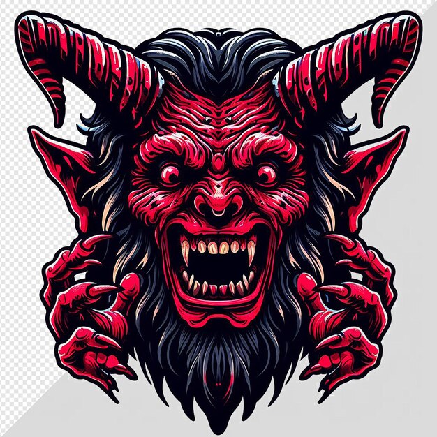 PSD illustration hyperréaliste de l'art vectoriel diable krampus émoticon emoji avatar fond transparent