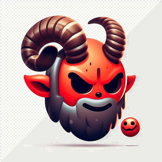 Illustration Hyperréaliste De L'art Vectoriel Diable Krampus émoticon Emoji Avatar Fond Transparent