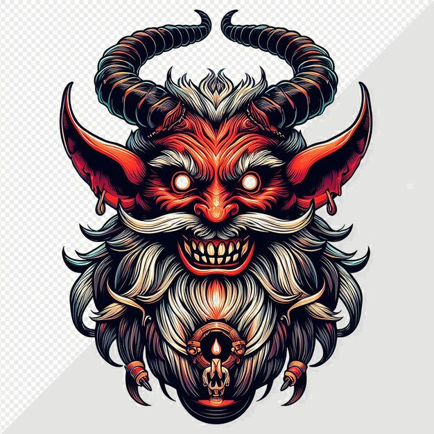 PSD illustration hyperréaliste de l'art vectoriel diable krampus émoticon emoji avatar fond transparent