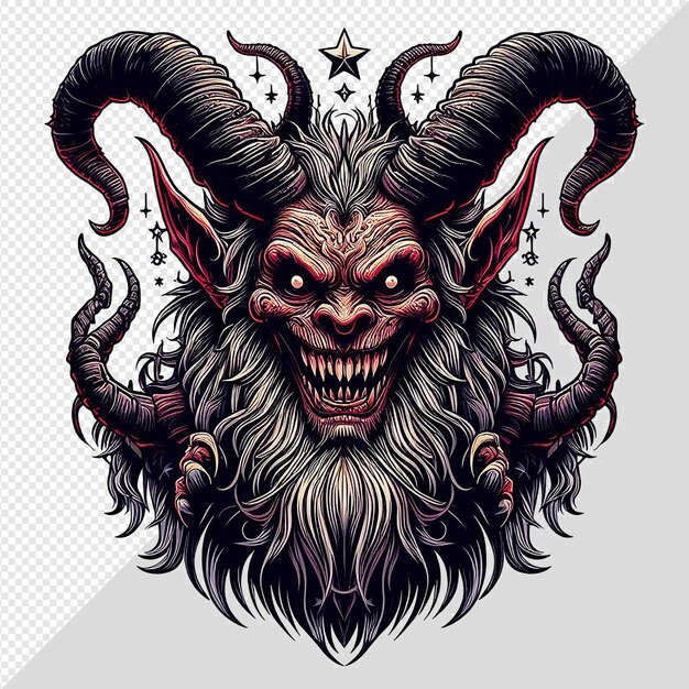 PSD illustration hyperréaliste de l'art vectoriel diable krampus émoticon emoji avatar fond transparent