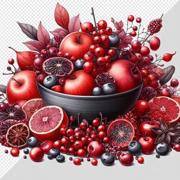 PSD illustration hyperréaliste d'art vectoriel nourriture fruits tropicaux baies isolées fond transparent