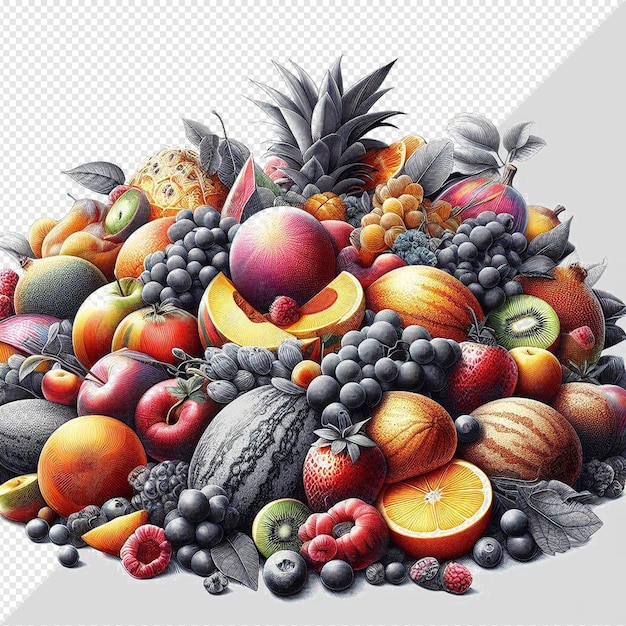 PSD illustration hyperréaliste d'art vectoriel nourriture fruits tropicaux baies isolées fond transparent