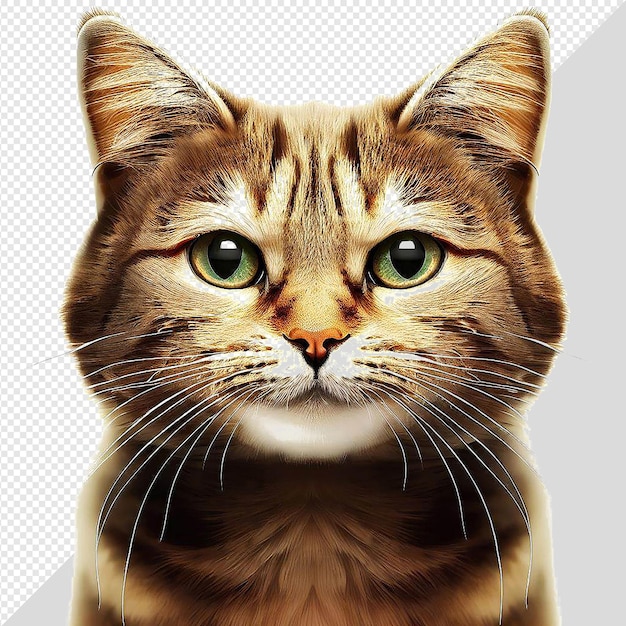 PSD illustration hyperréaliste d'art vectoriel ronronnant miaulant chat mignon animal de compagnie isolé fond transparent