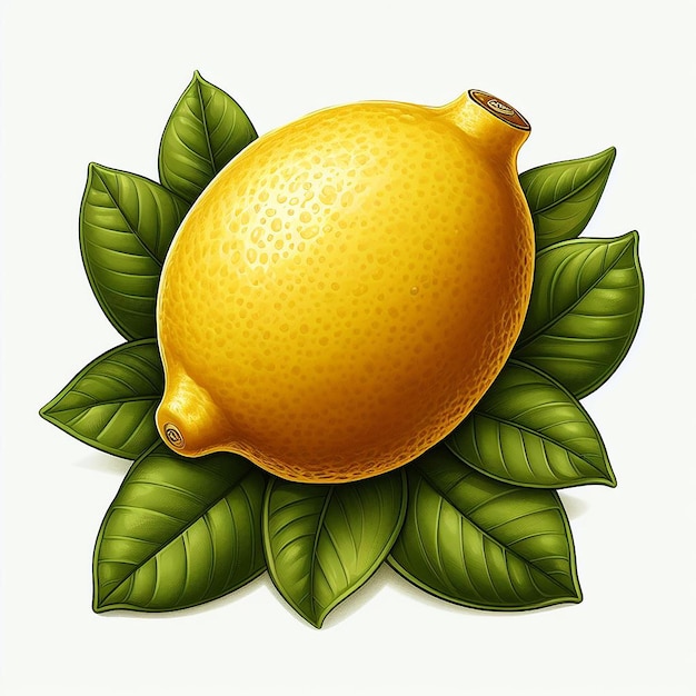 PSD illustration hyperréaliste d'un fruit d'art vectoriel citron citron d'agrumes jaune portrait