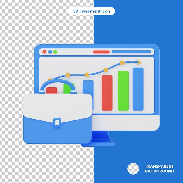Illustration de l'icône 3D de l'analyse de la croissance des investissements
