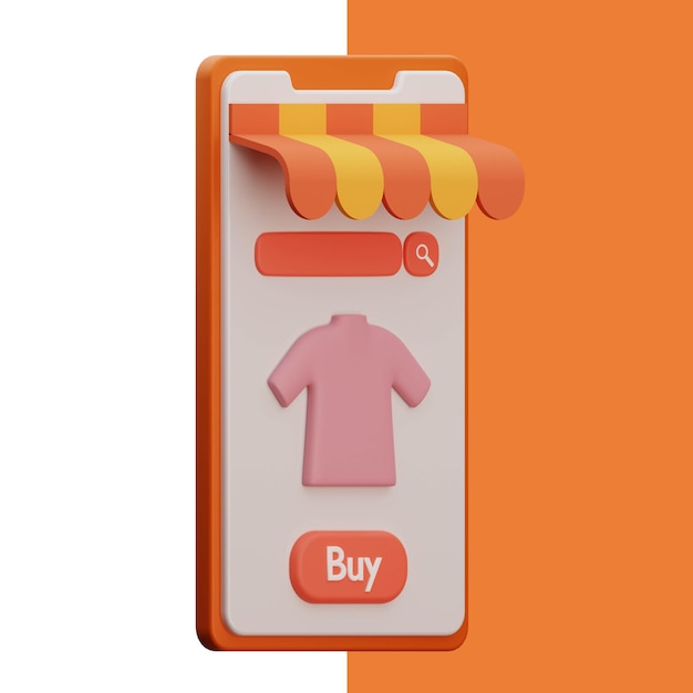 illustration d'icône 3d de commerce électronique de smartphone