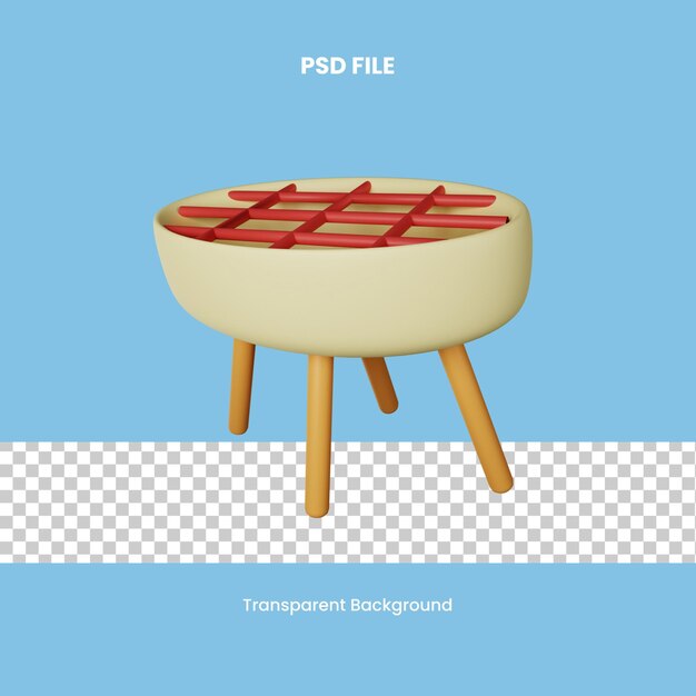 Illustration de l'icône 3D du barbecue PSD