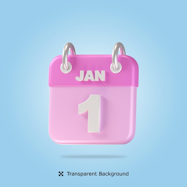 Illustration De L'icône 3d Du Calendrier Du 1er Janvier