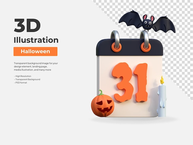 Illustration De L'icône 3d Du Calendrier De La Journée D'halloween