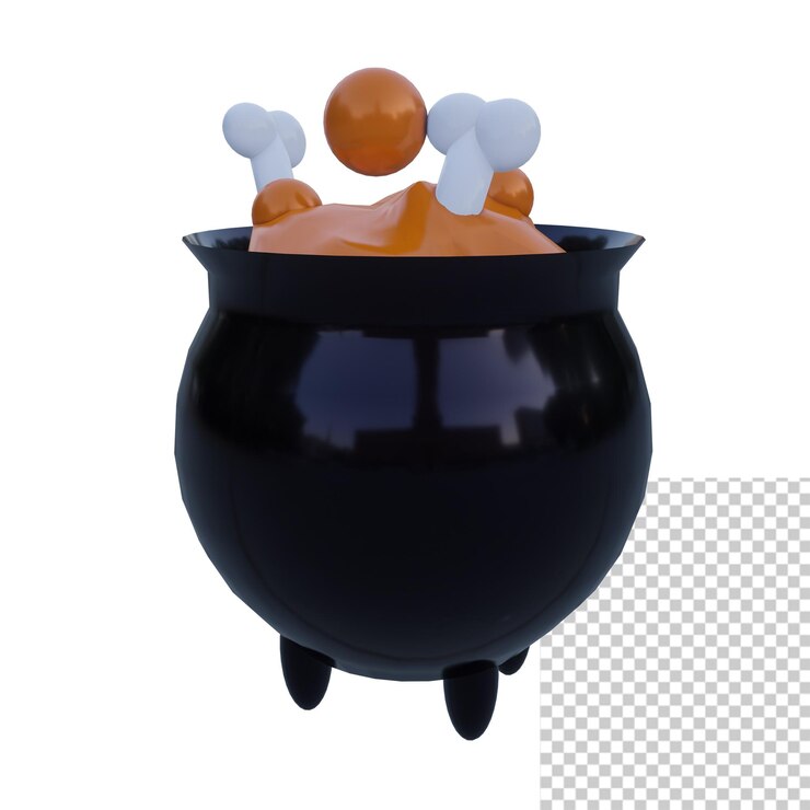 PSD illustration de l'icône 3d du chaudron magique