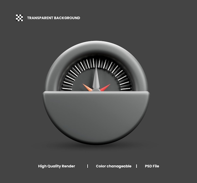 Illustration de l'icône 3D du compteur de vitesse de la voiture